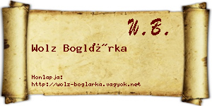Wolz Boglárka névjegykártya